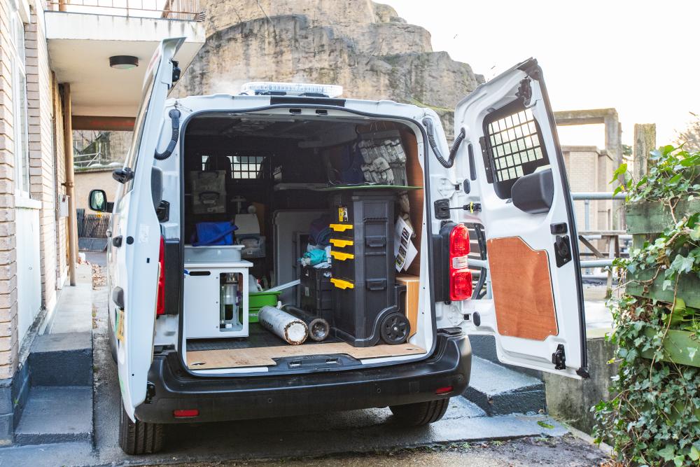 bespoke anaesthesia machine in back of van