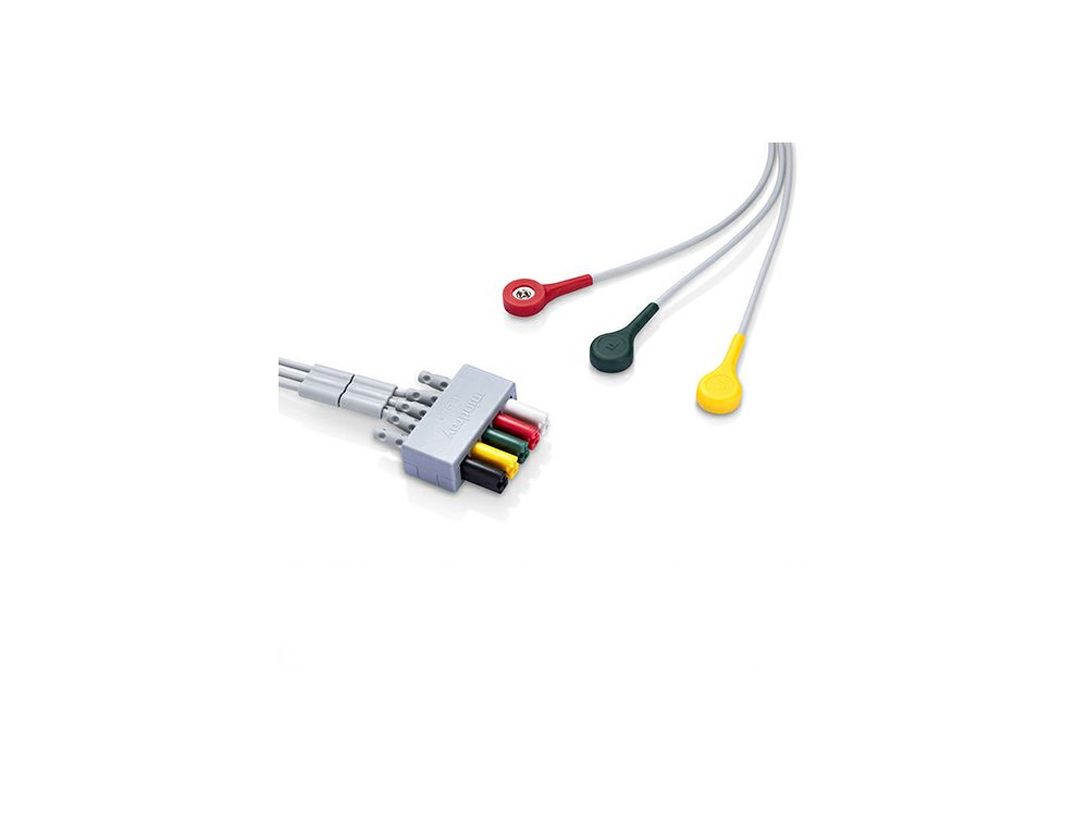 Mindray 3-Lead ECG Wires, Adult / Paediatric, Snap, TPU, IEC (1m)