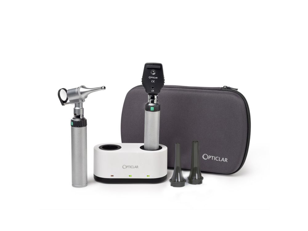 Opticlar Diagnostic Desk Set with Ophthalmoscope and Slit Otoscope - Twin Pod and Plastic Specula
