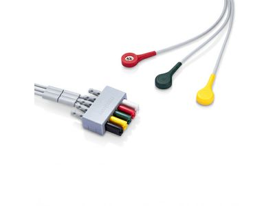 Mindray 3-Lead ECG Wires, Adult / Paediatric, Snap, TPU, IEC (1m)