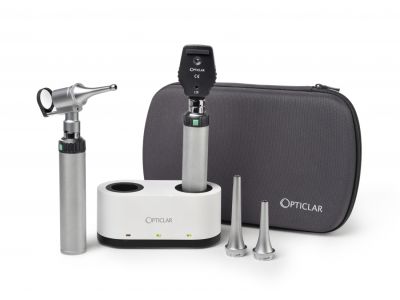 Opticlar Diagnostic Desk Set with Ophthalmoscope & Slit Otoscope - Twin Pod with Metal Specula