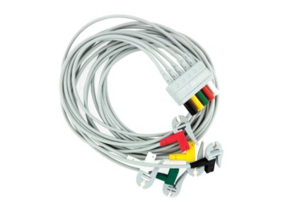 5 Lead ECG Wires, Clip, Adult / Paediatric , TPU,