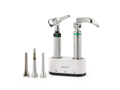 Opticlar Prep Room Set - Macintosh - with Curved Blade and Slit Otoscope 